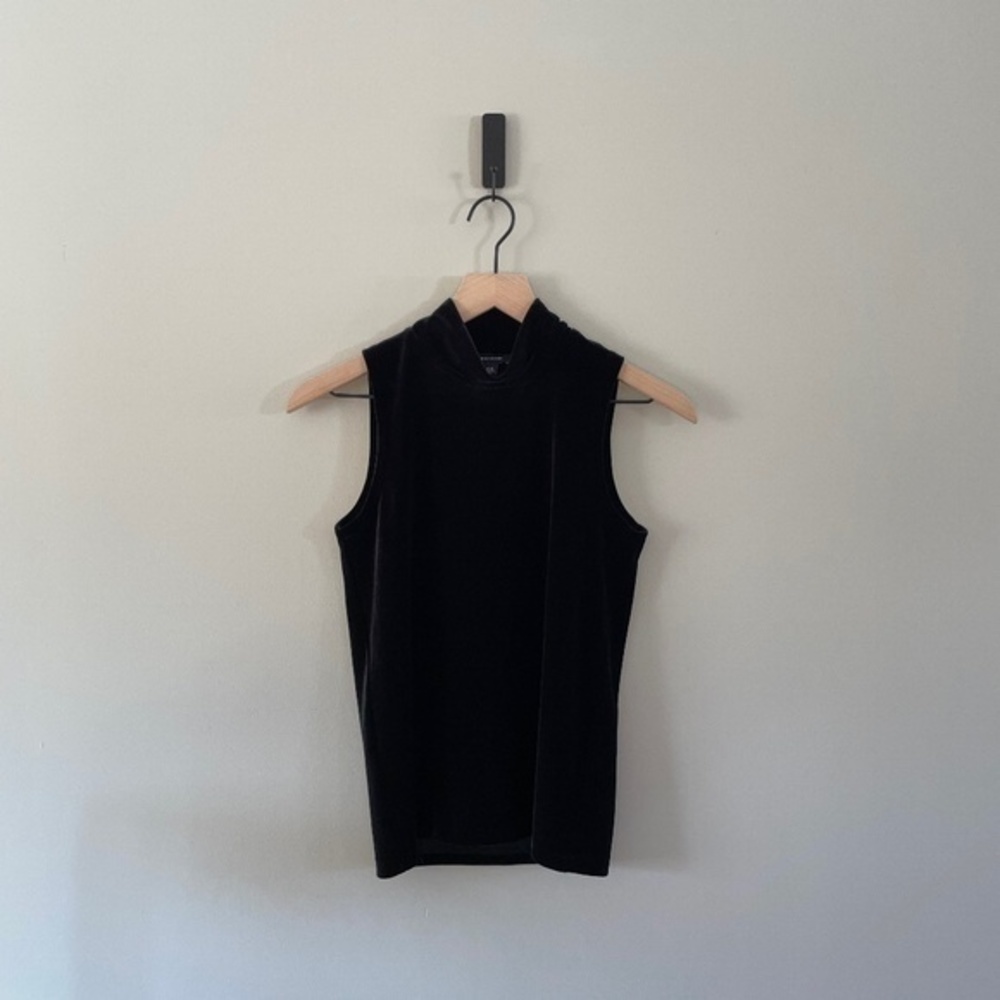J. Crew Black Velvet Mockneck Sleeveless Top